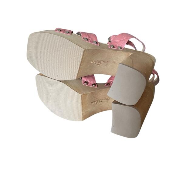 Sam Edelman Rosalind Ankle Strap Leather Wood Platform Stud Heel Sandals size 8 - Picture 8 of 10